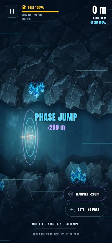Phase Jump ability teleporting the rocket 200 m ahead